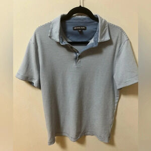 Michael Kors Striped Cotton Polo Shirt- Size Medium